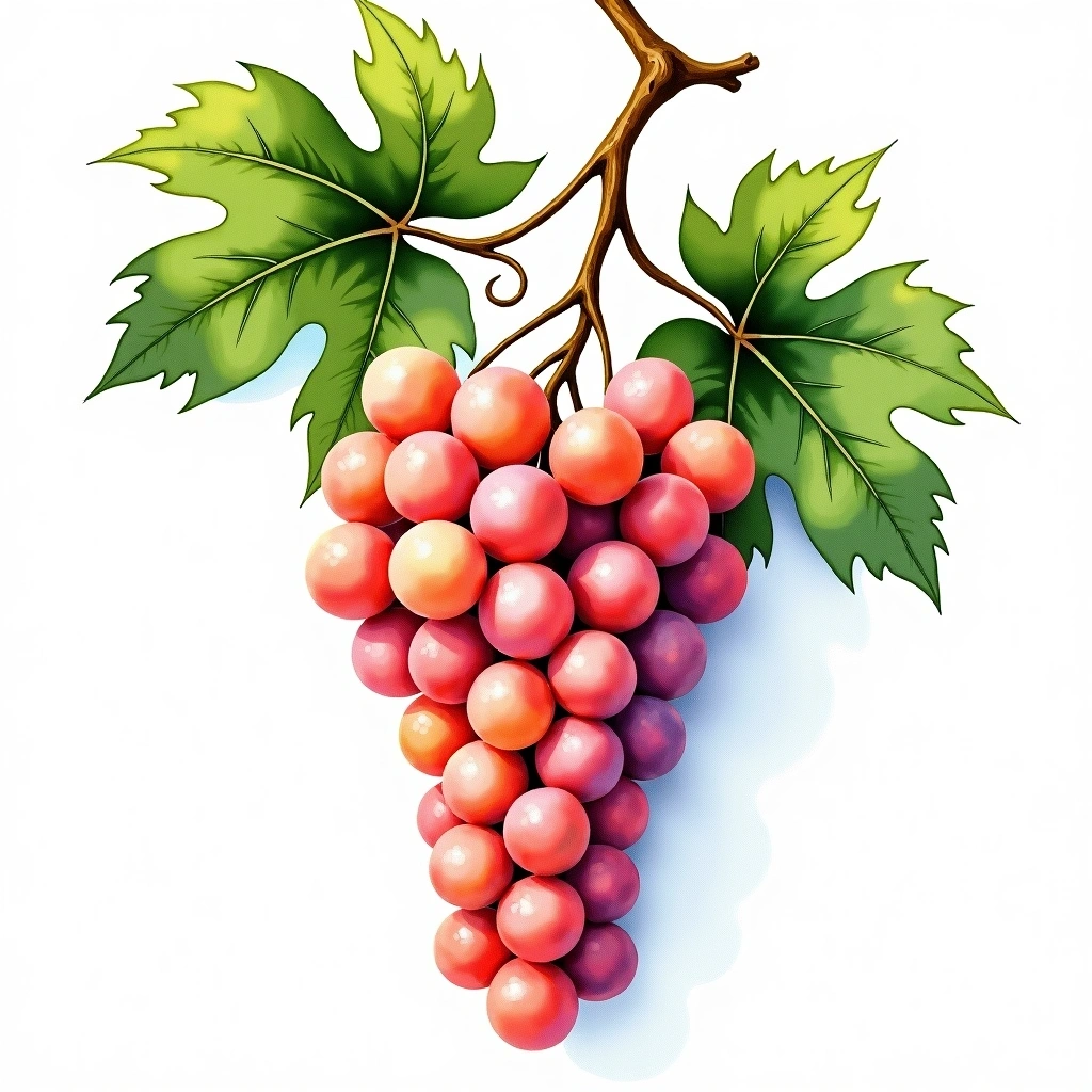 Sciacarello grape variety — Rosé watercolor illustration