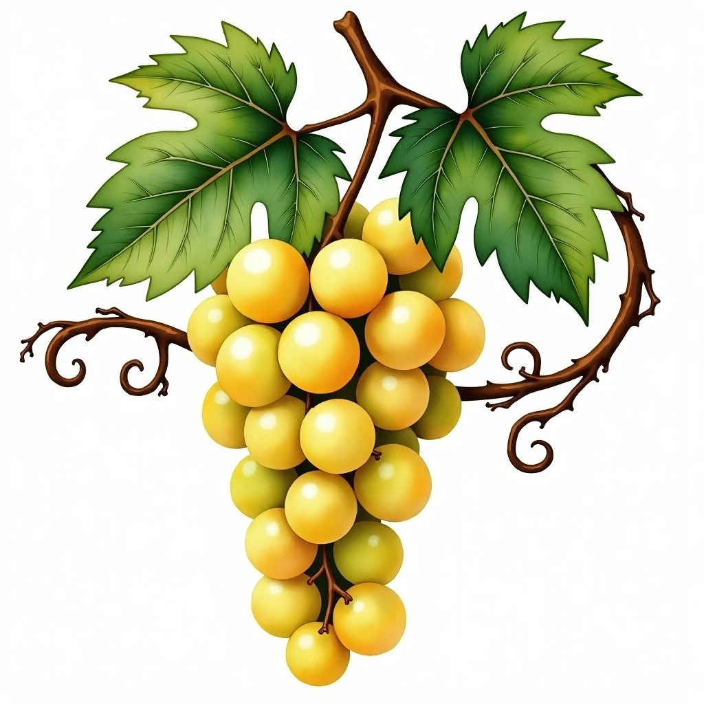 Seara Nova grape variety — White watercolor illustration