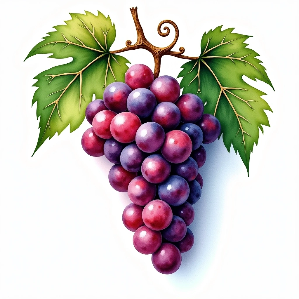 Segalin grape variety — Red watercolor illustration