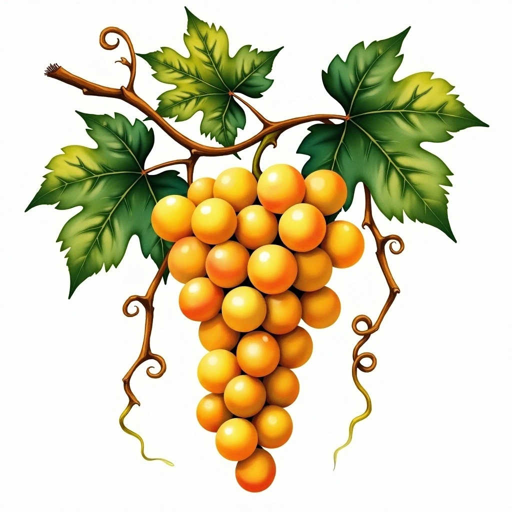 Sémillon grape variety — White watercolor illustration