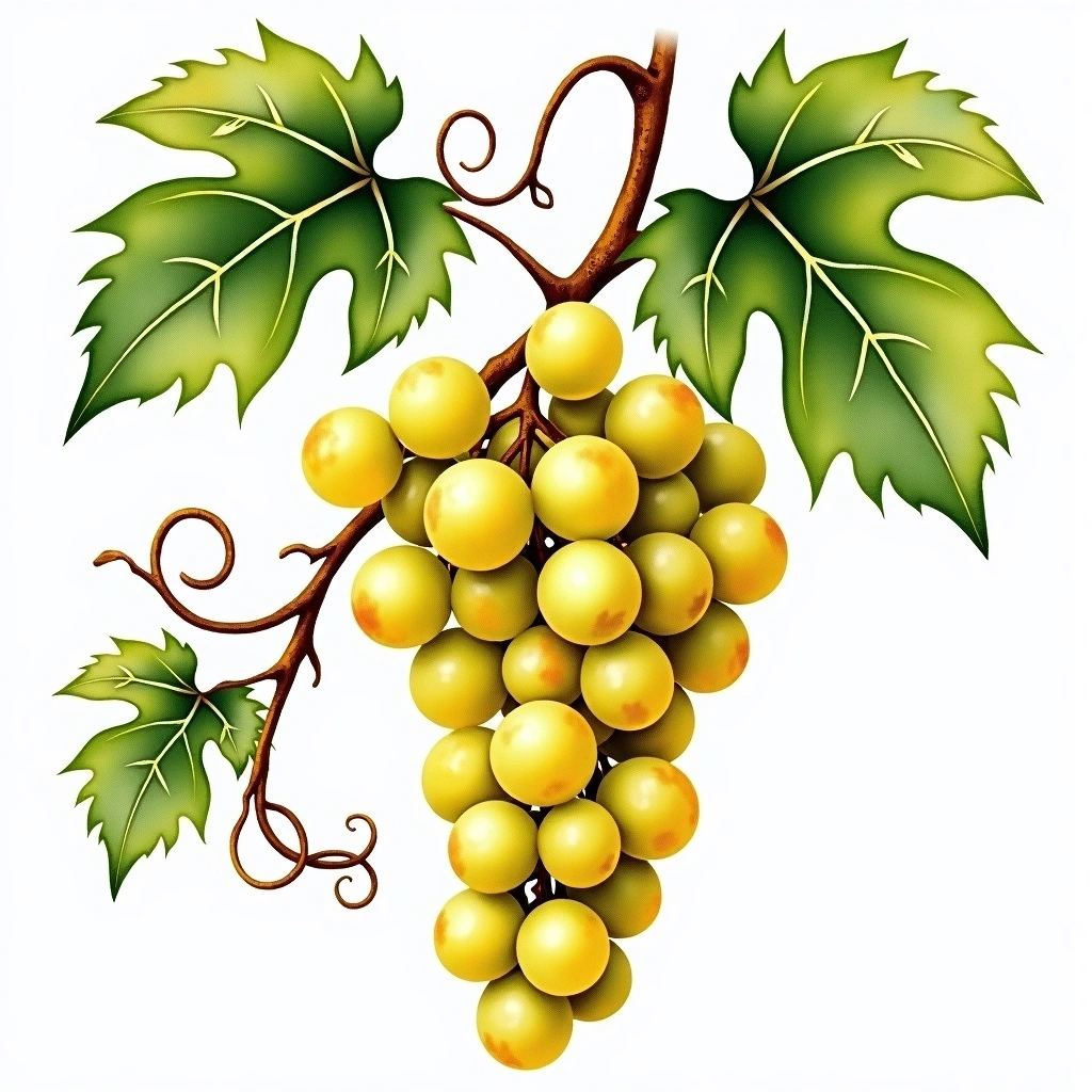 Sercial grape variety — White watercolor illustration