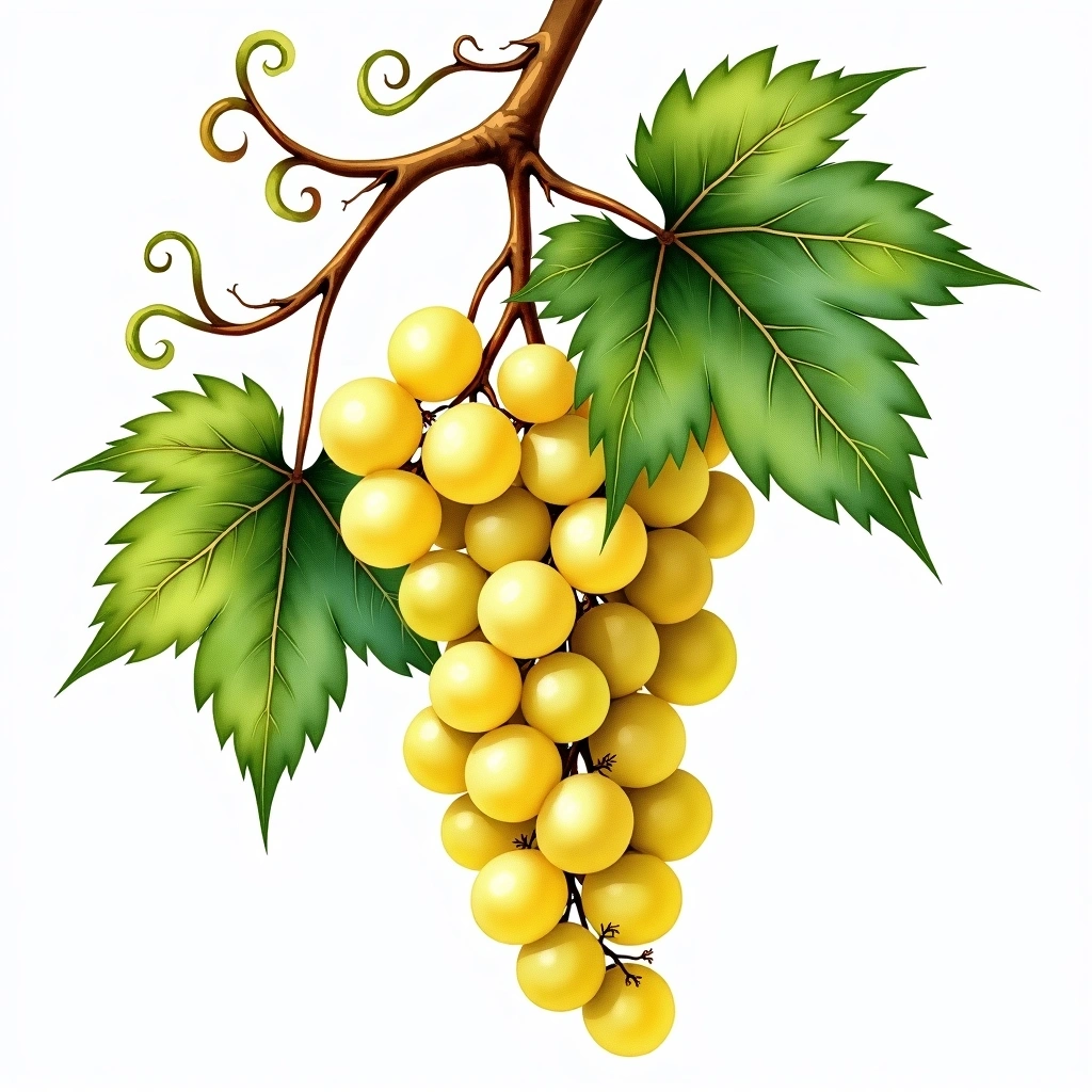 Siegerrebe grape variety — White watercolor illustration
