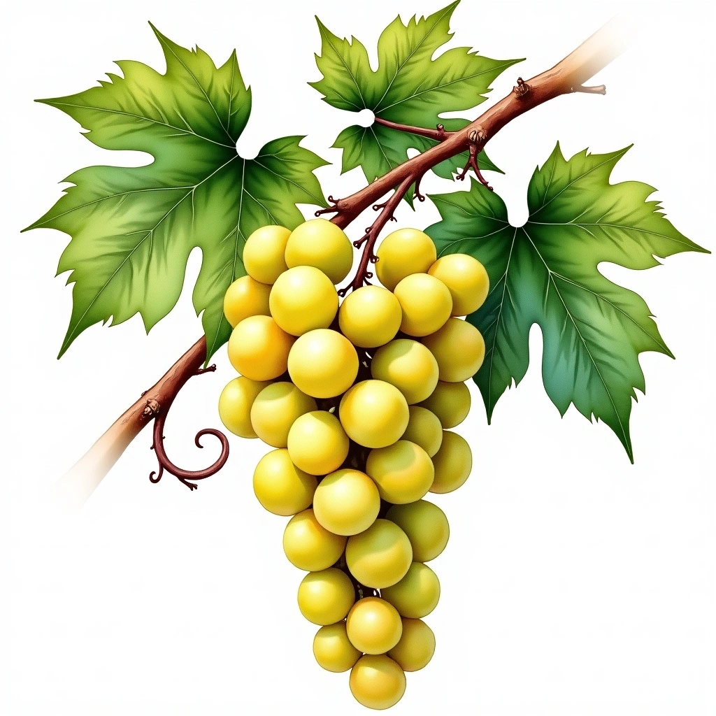 Silvaner/Sylvaner grape variety — White watercolor illustration