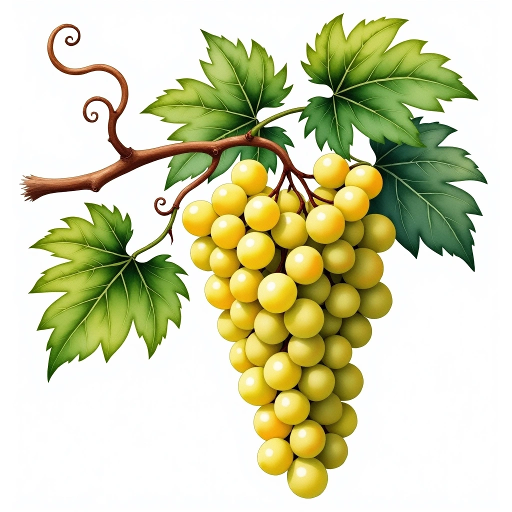 Síria grape variety — White watercolor illustration