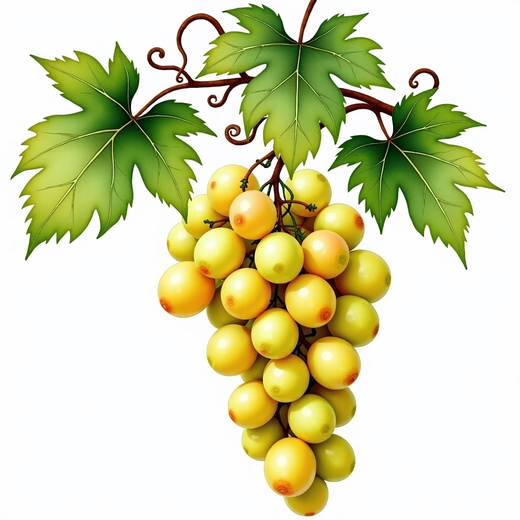 Smederevka grape variety — White watercolor illustration