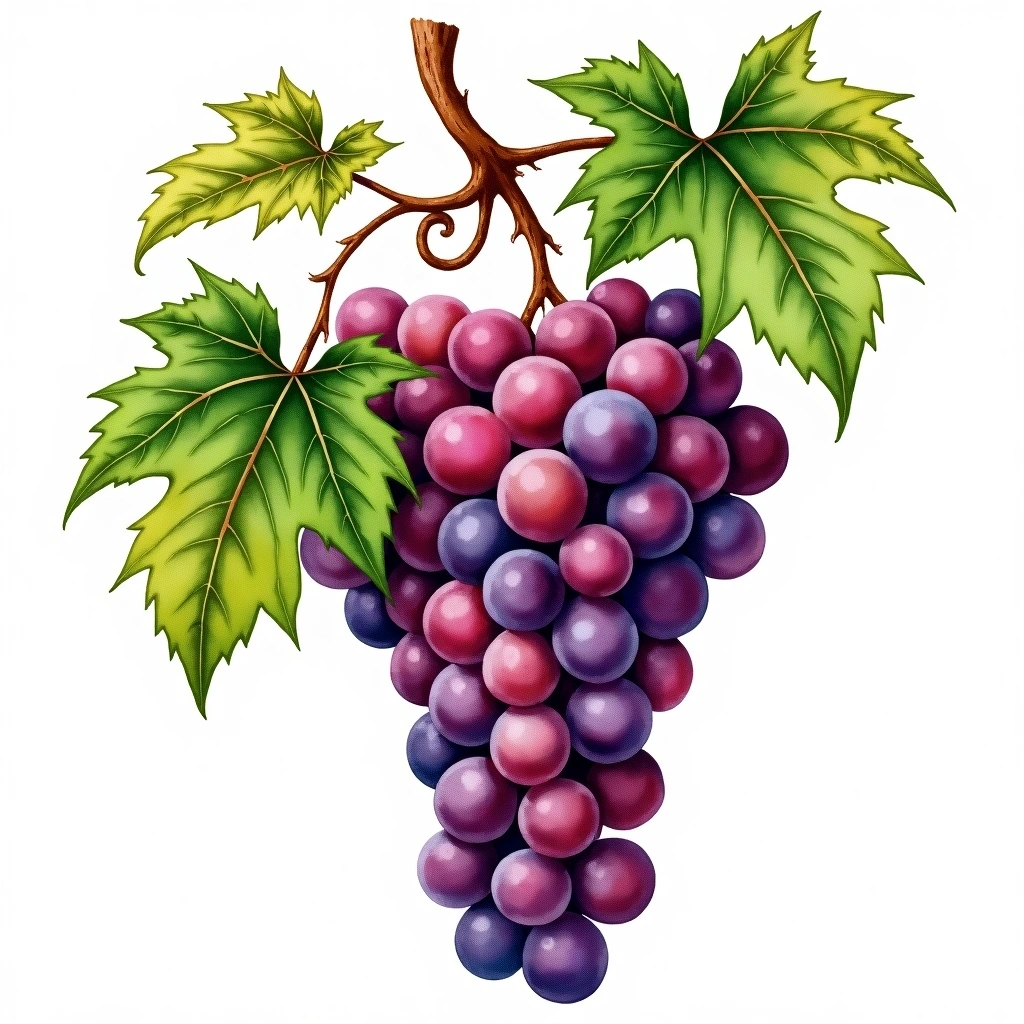Sousão grape variety — Red watercolor illustration
