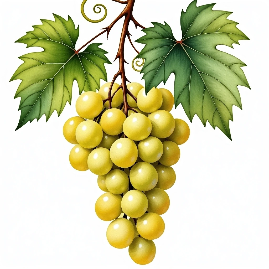 Souvignier Gris grape variety — White watercolor illustration