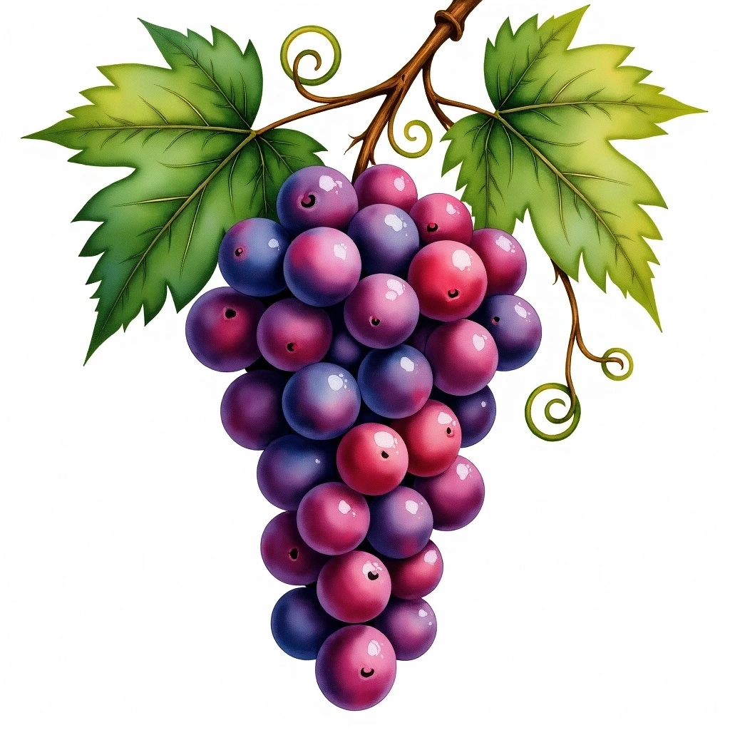 Spätburgunder grape variety — Red watercolor illustration