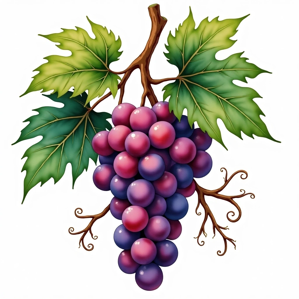 St. Croix grape variety — Red watercolor illustration