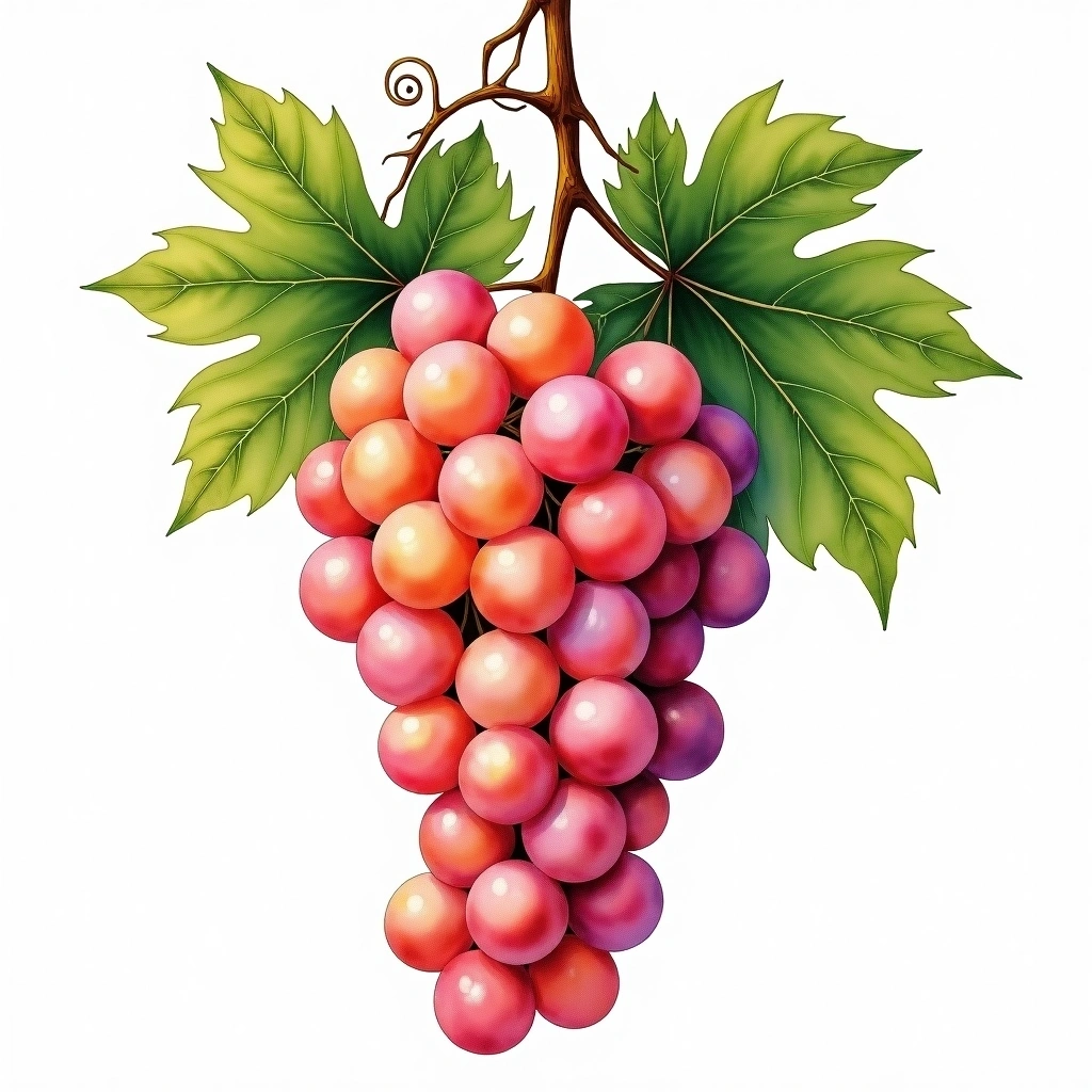 Steuben grape variety — Rosé watercolor illustration