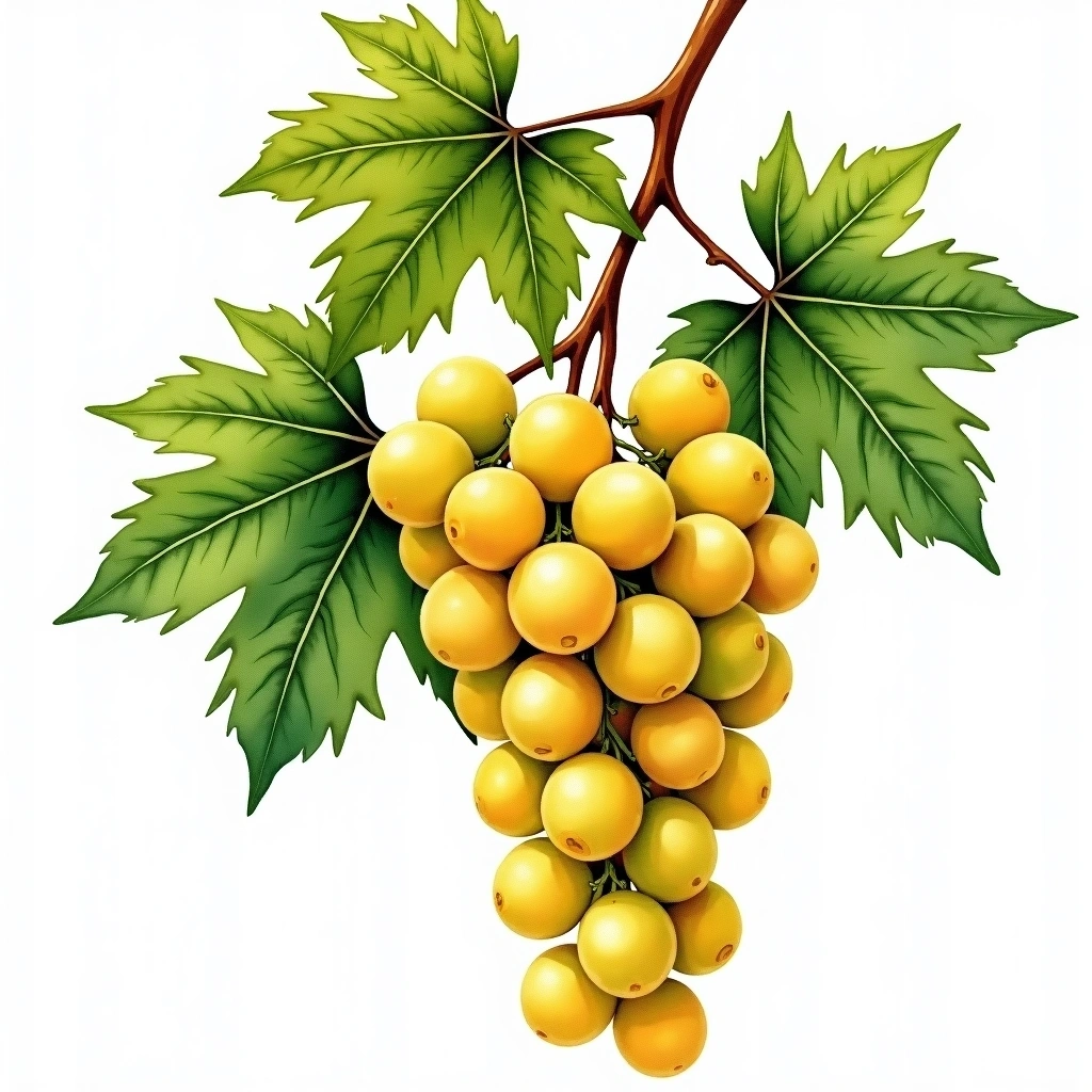Sultaniye grape variety — White watercolor illustration
