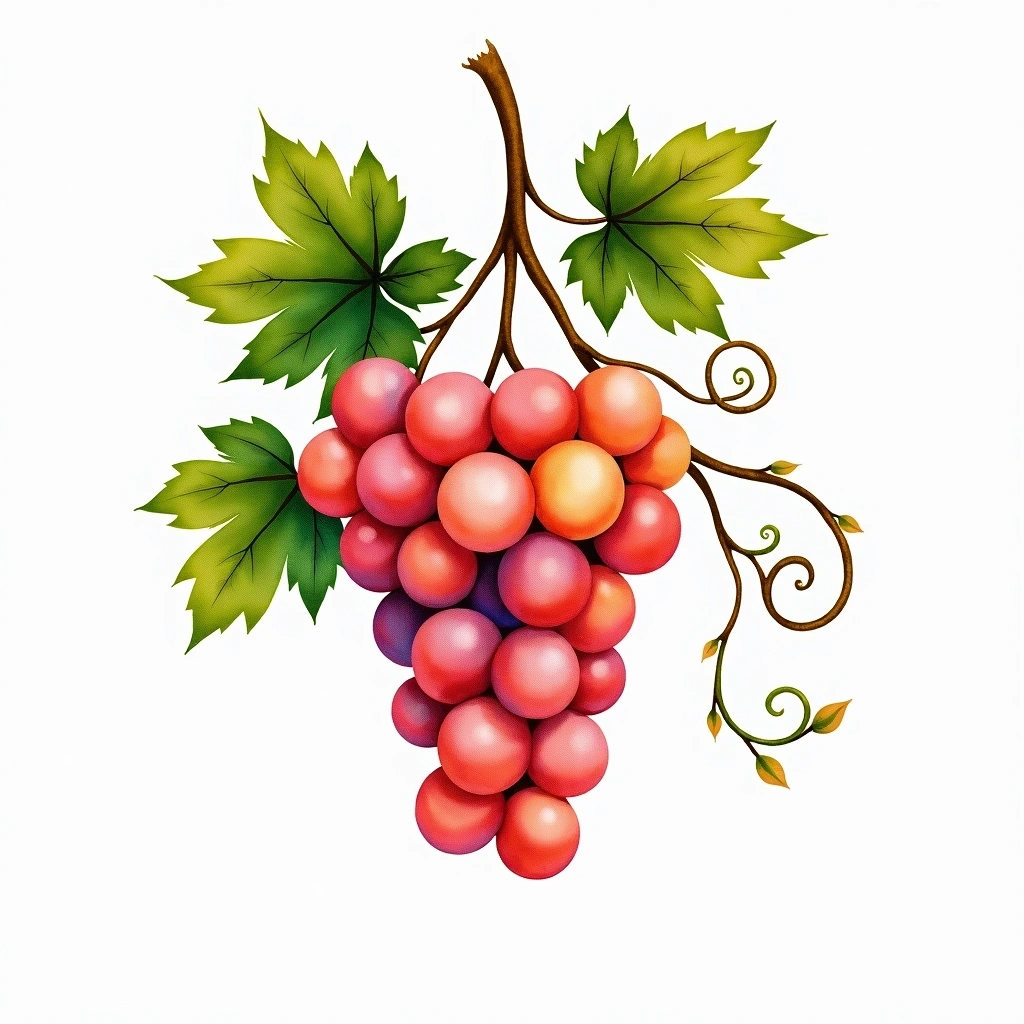 Sumoll grape variety — Rosé watercolor illustration