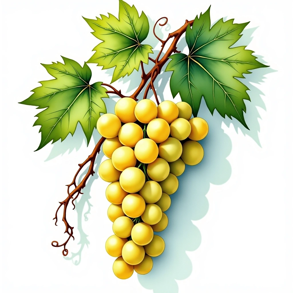 Swenson White grape variety — White watercolor illustration