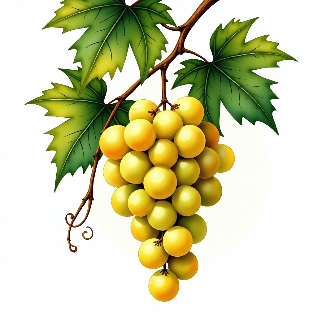 Symphony grape variety — White watercolor illustration