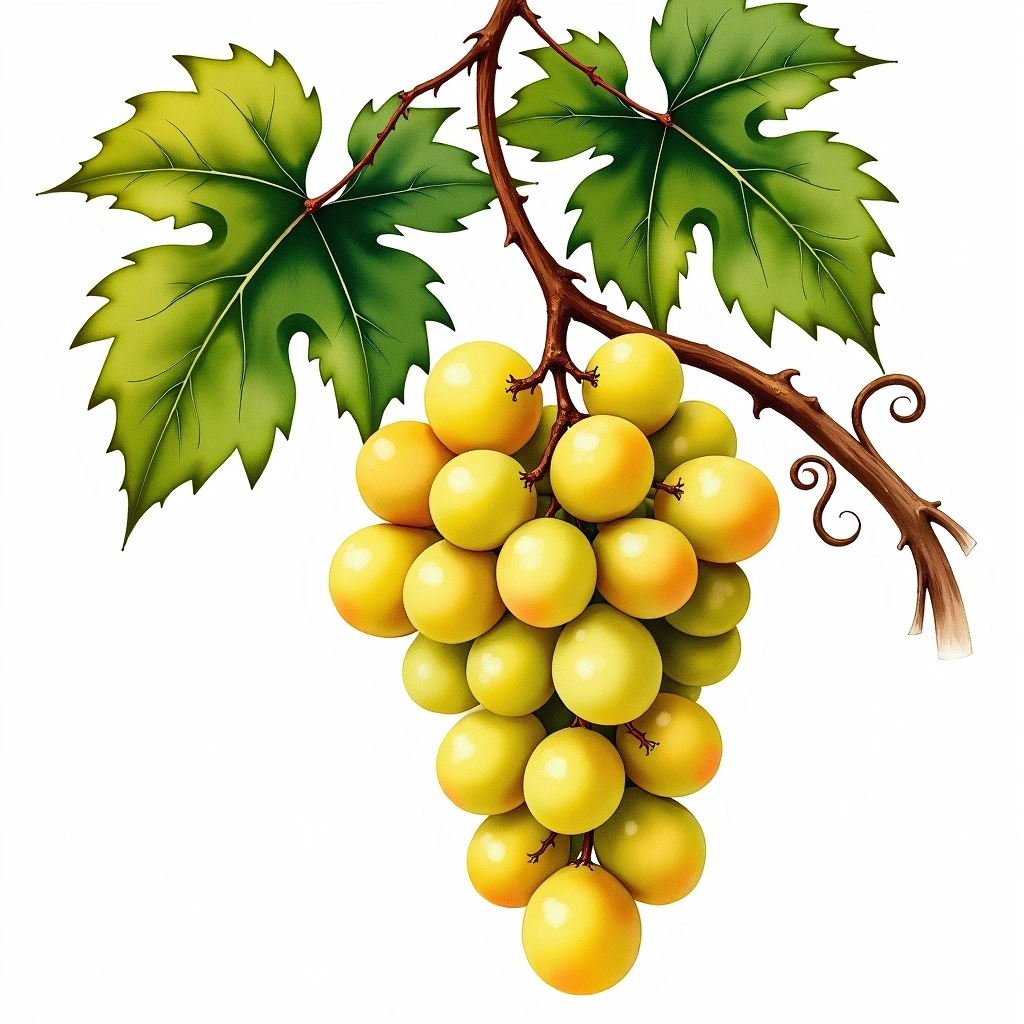 Szürkebarát grape variety — White watercolor illustration