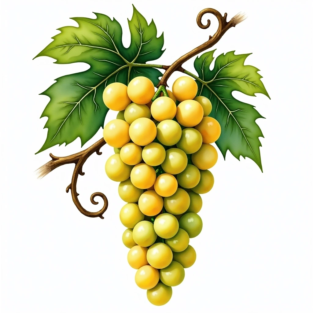 Tamarez grape variety — White watercolor illustration