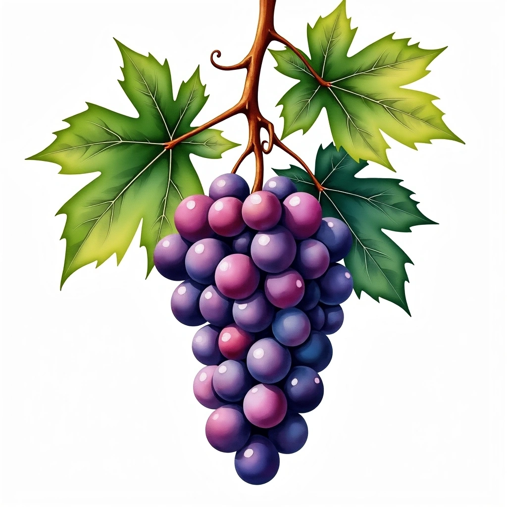 Tannat grape variety — Red watercolor illustration