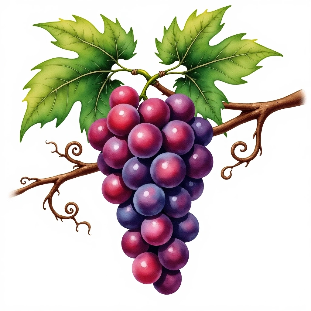 Tarrango grape variety — Red watercolor illustration