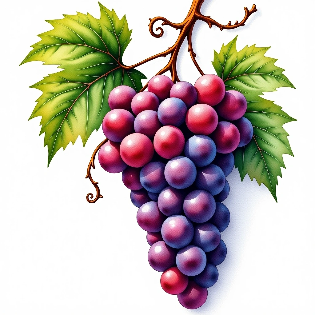 Tazzelenghe grape variety — Red watercolor illustration