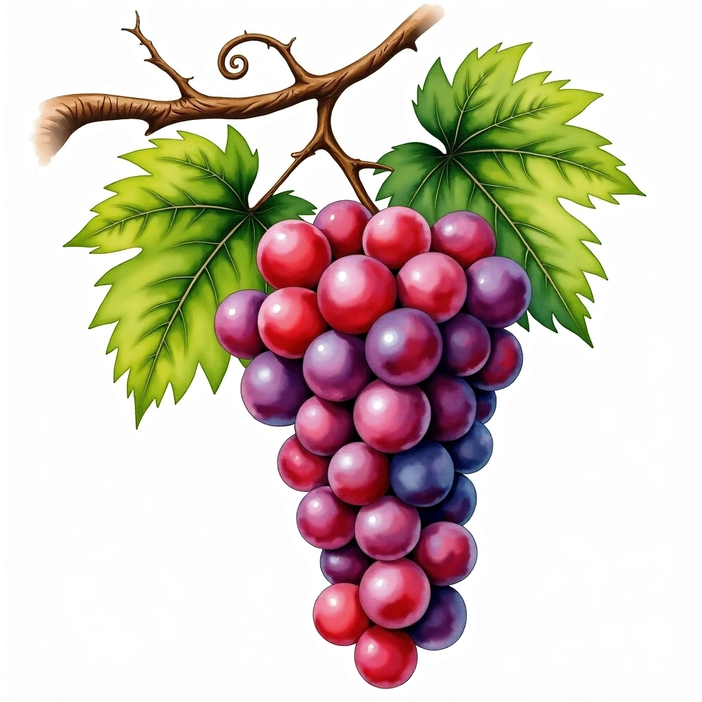 Tempranillo grape variety — Red watercolor illustration