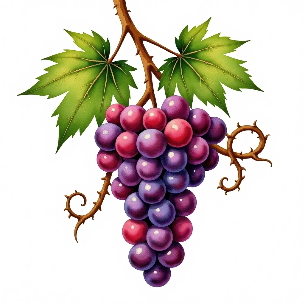 Terrano grape variety — Red watercolor illustration