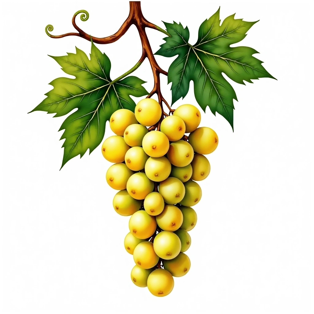 Terrantez grape variety — White watercolor illustration