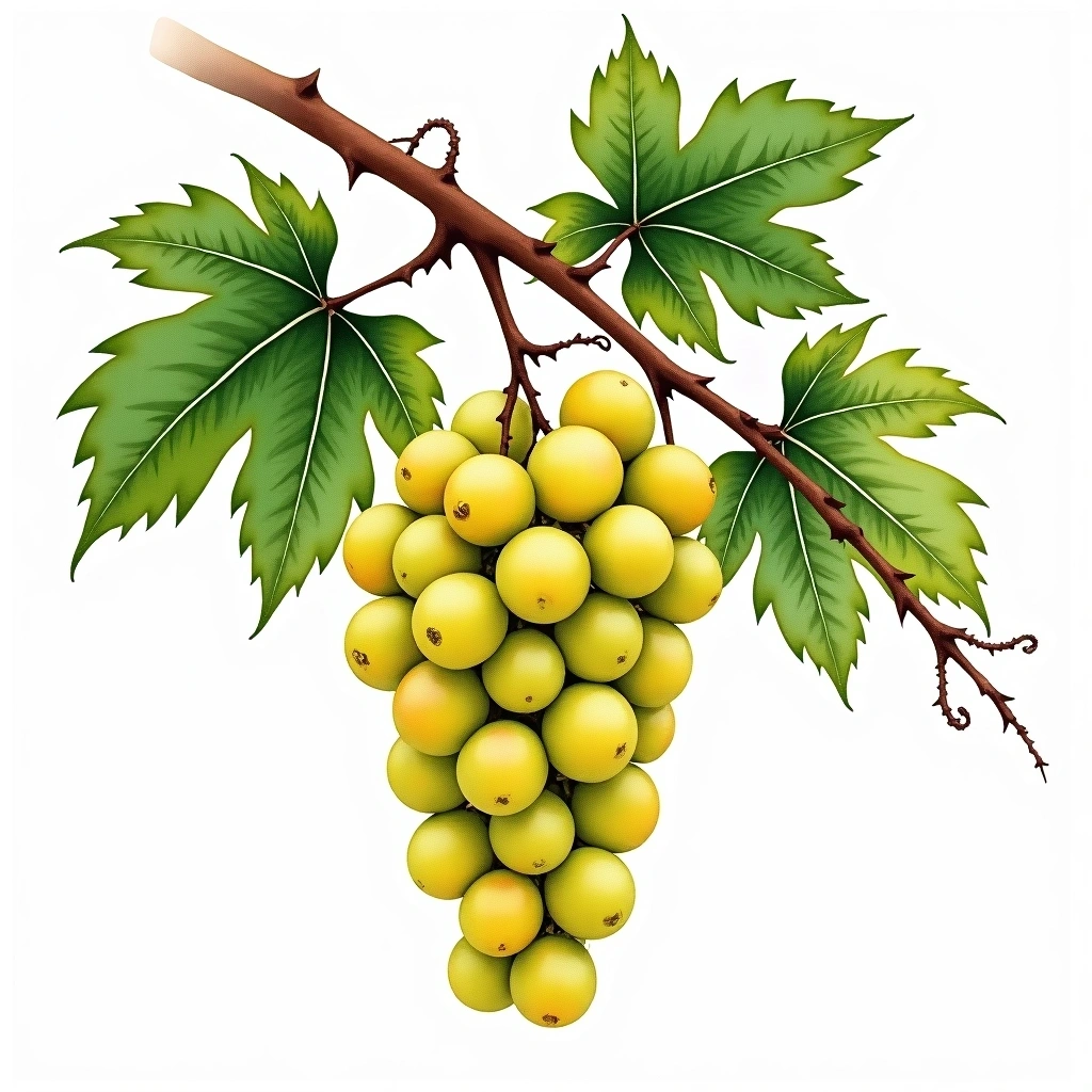 Thrapsathiri grape variety — White watercolor illustration