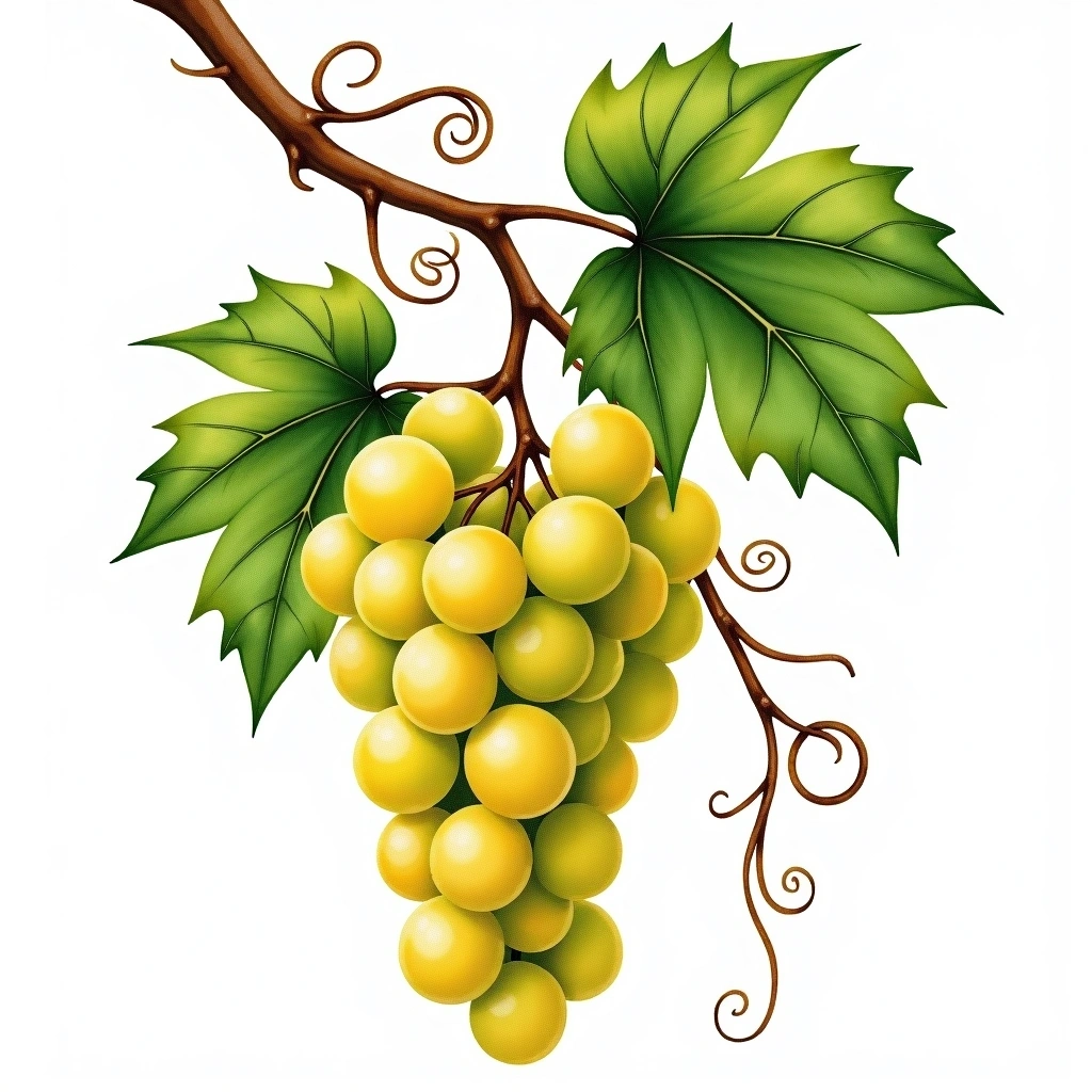 Timorasso grape variety — White watercolor illustration
