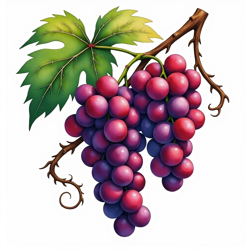 Tinta Barroca grape variety — Red watercolor illustration