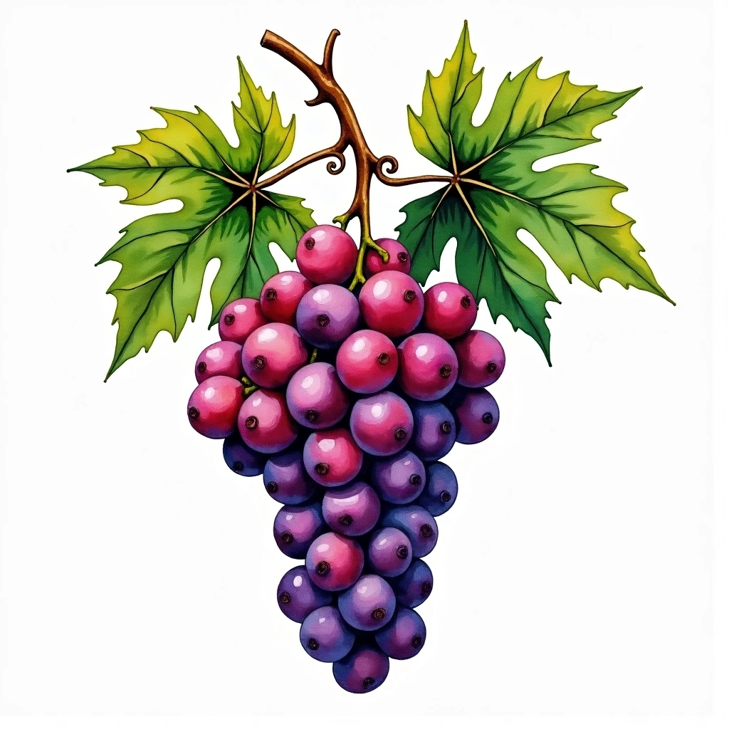 Tinta de Toro grape variety — Red watercolor illustration