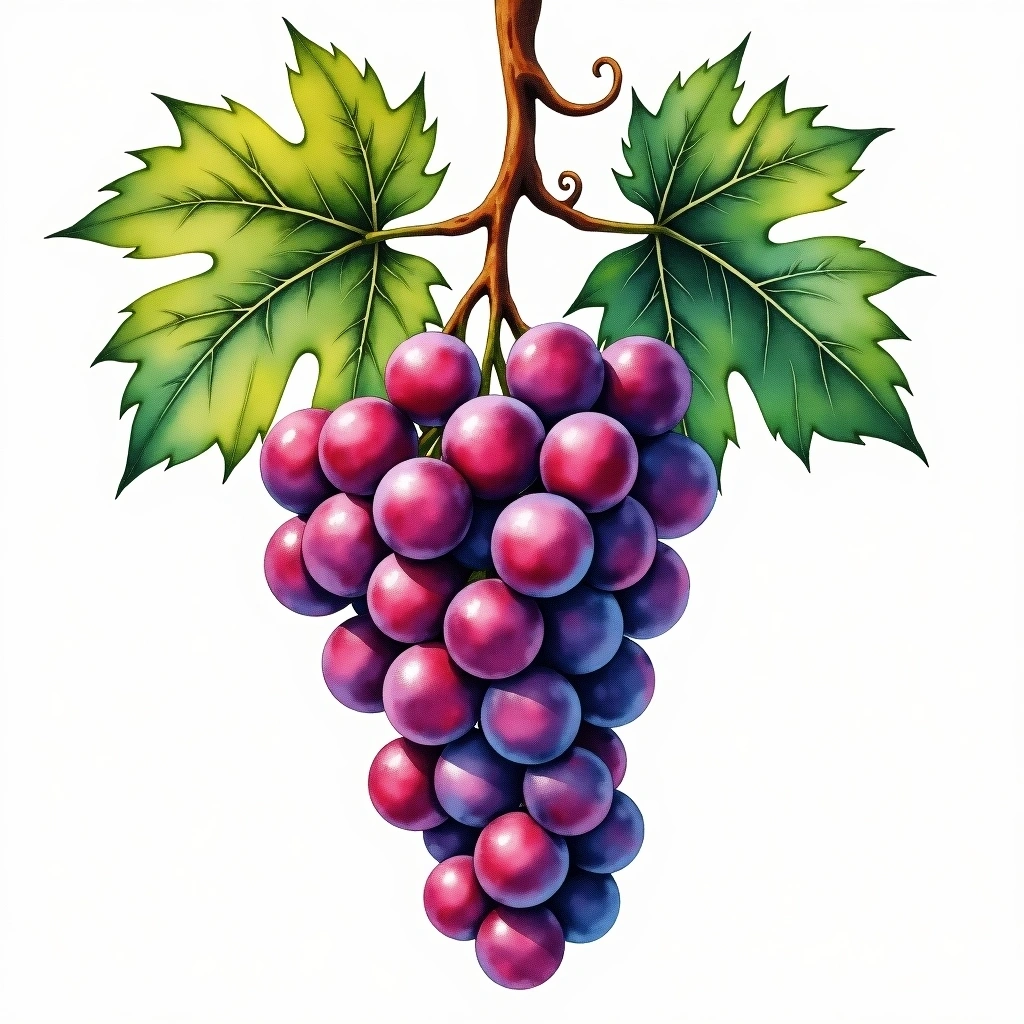 Tinta del Pais grape variety — Red watercolor illustration