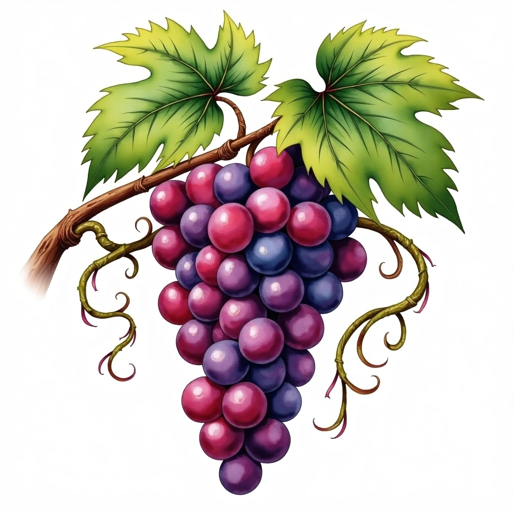 Tinta Francisca grape variety — Red watercolor illustration