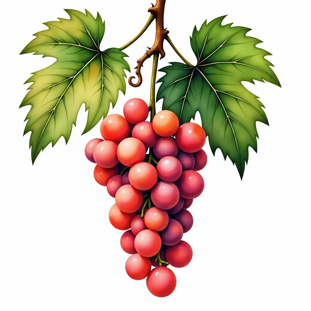 Tinta Negra Mole grape variety — Rosé watercolor illustration