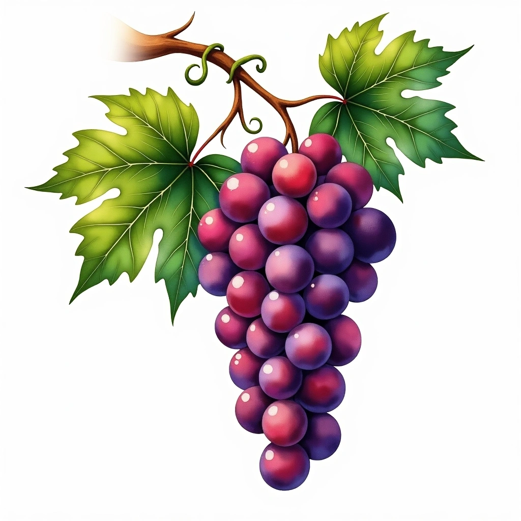 Tintilia grape variety — Red watercolor illustration