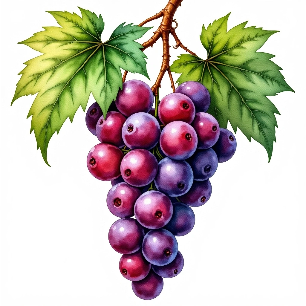 Tintore Di Tramonti grape variety — Red watercolor illustration