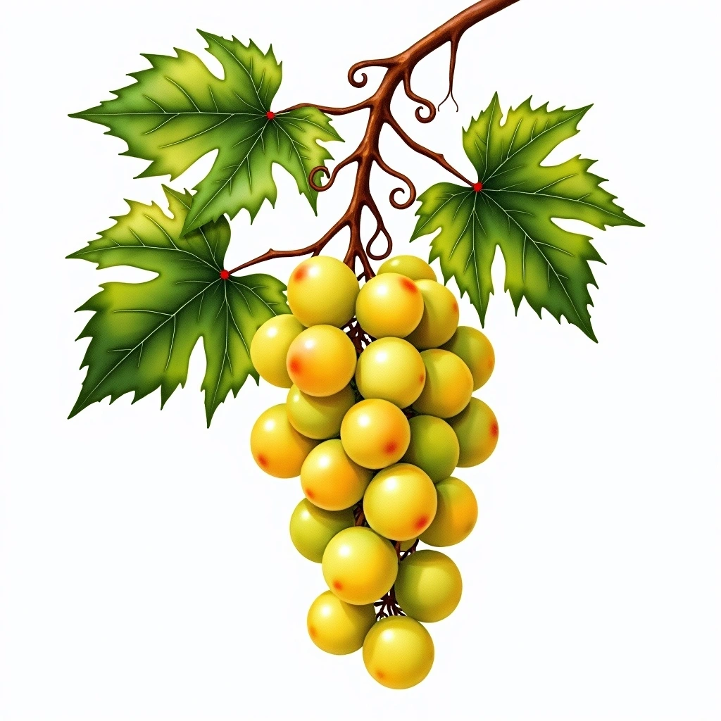 Tocai Friulano grape variety — White watercolor illustration