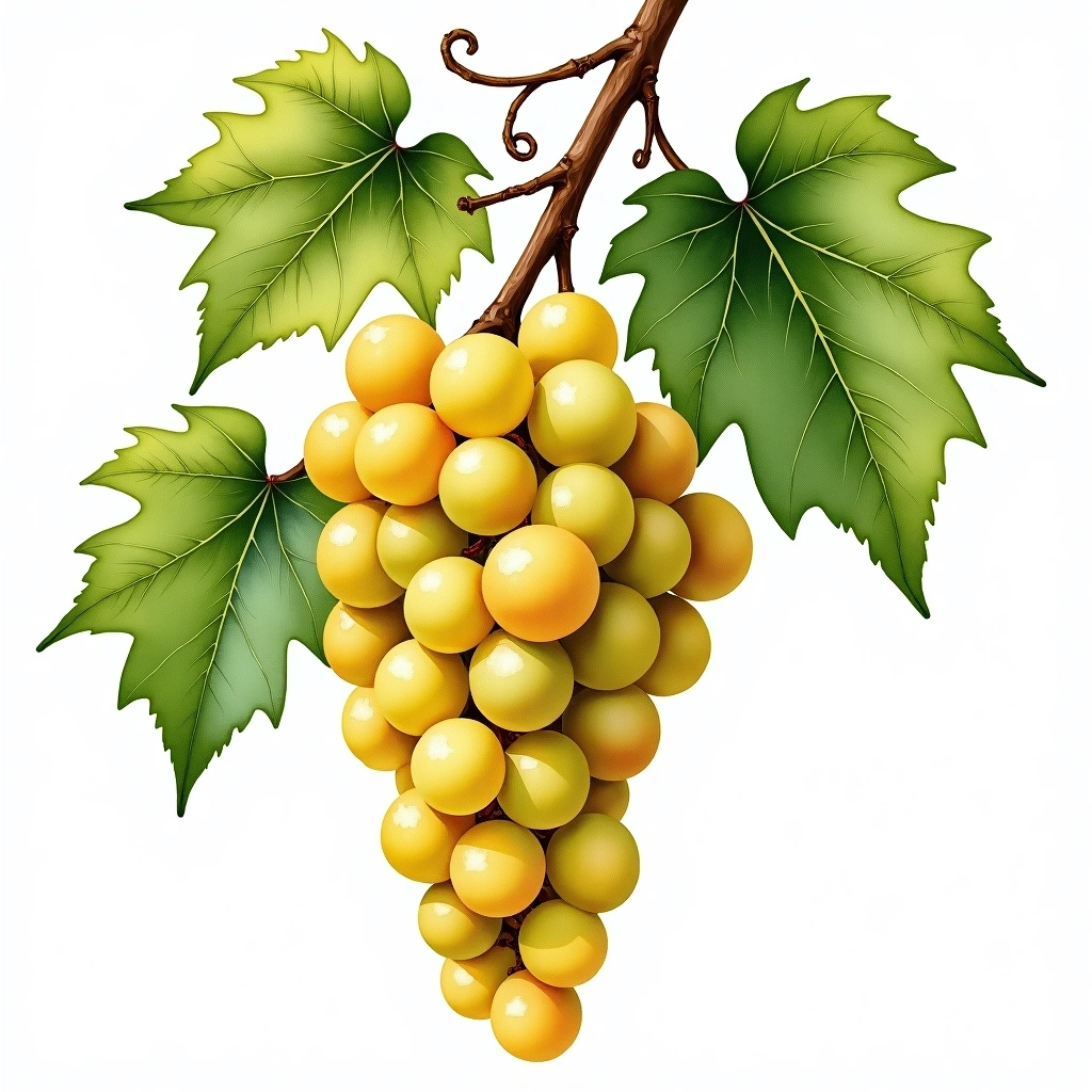 Torbato grape variety — White watercolor illustration