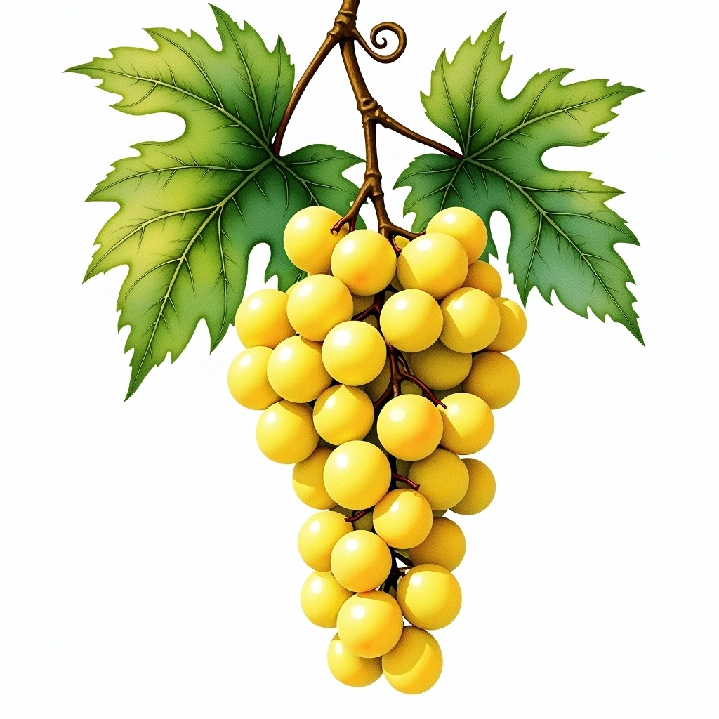 Torrontés grape variety — White watercolor illustration