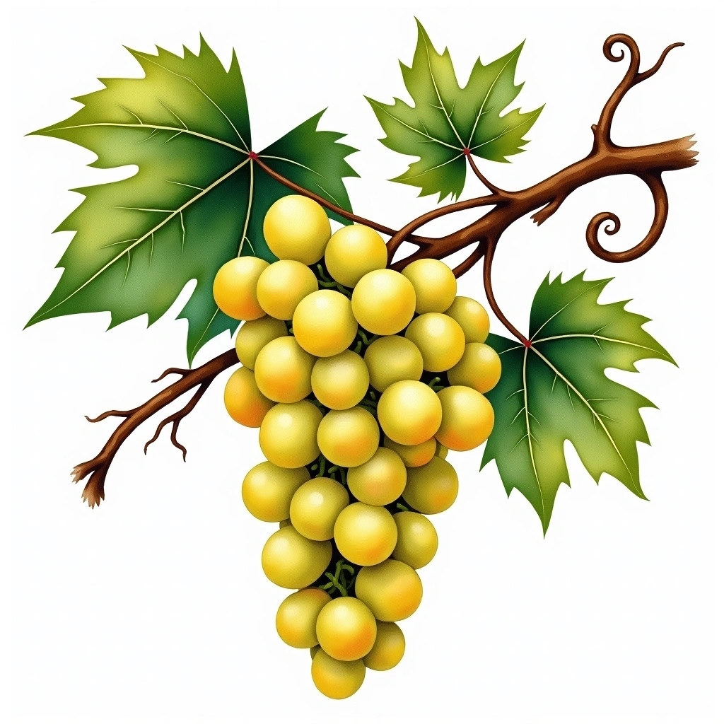 Trajadura grape variety — White watercolor illustration