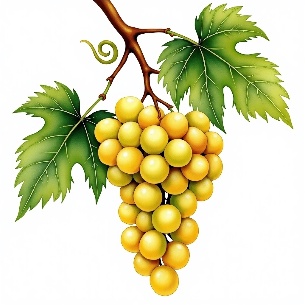 Traminer grape variety — White watercolor illustration