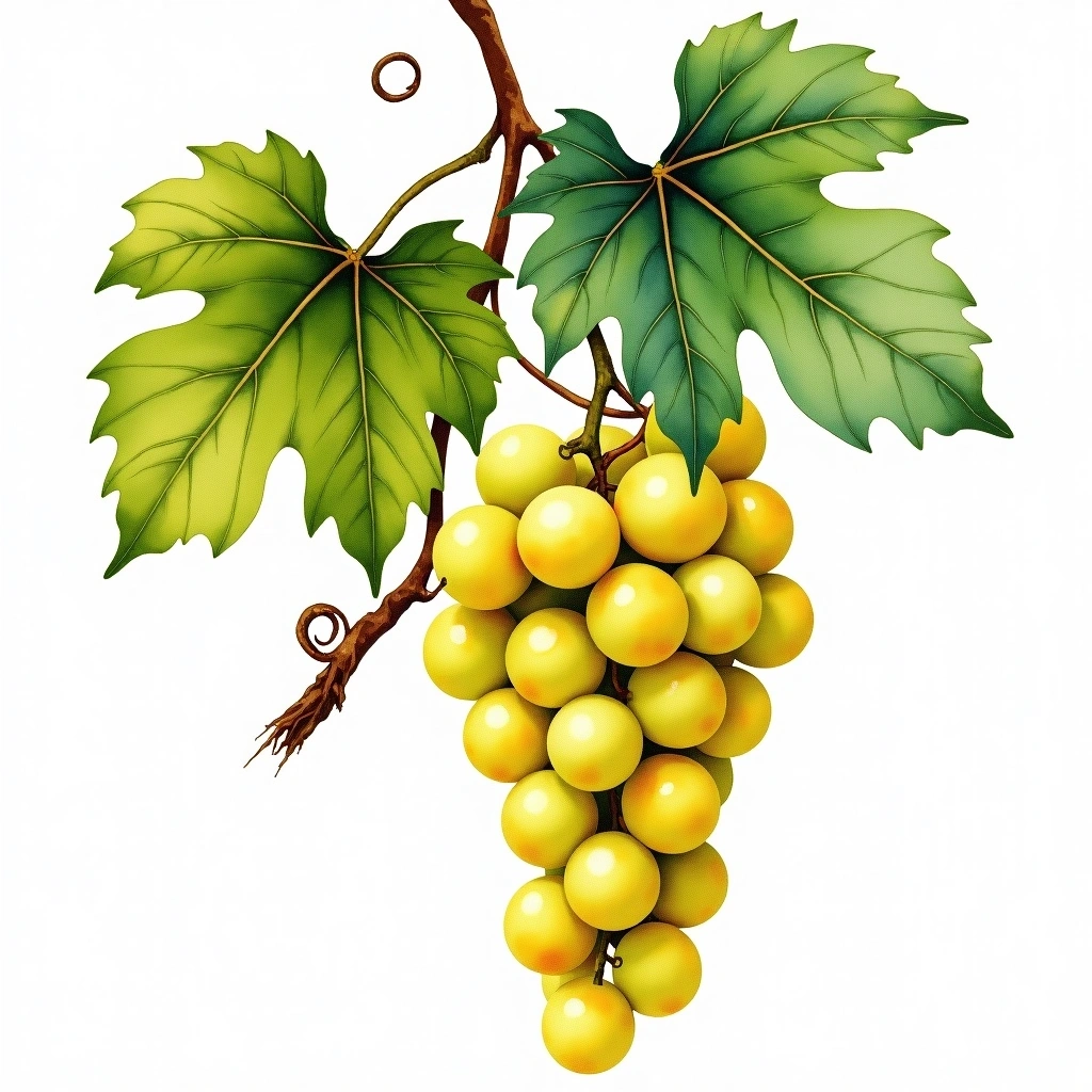 Traminette grape variety — White watercolor illustration
