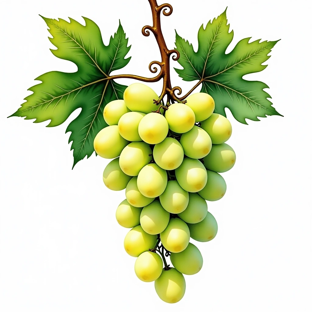Trebbiano grape variety — White watercolor illustration