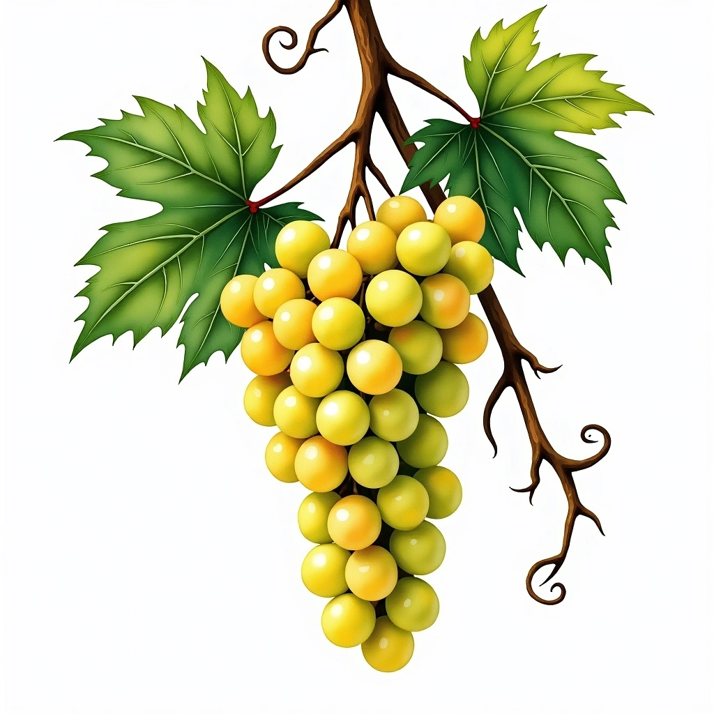 Trebbiano Romagnolo grape variety — White watercolor illustration