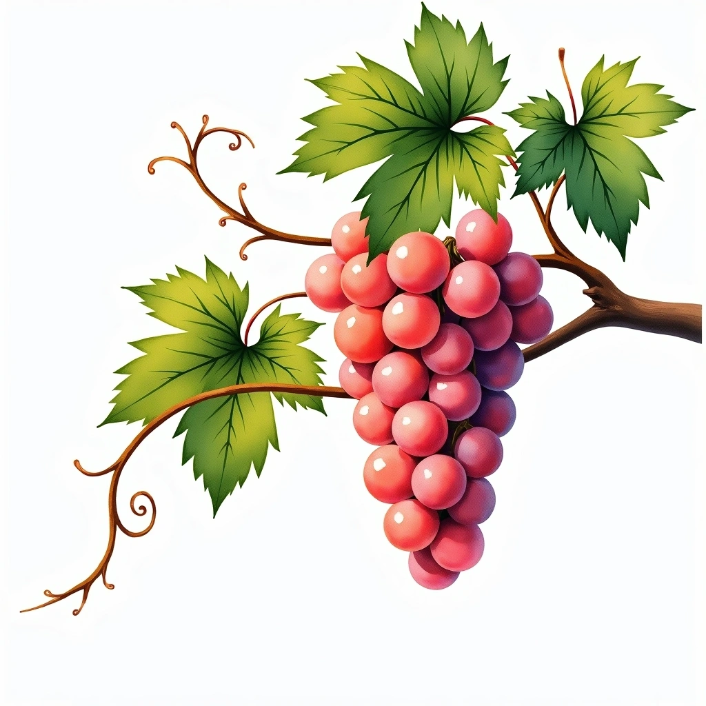 Trepat grape variety — Rosé watercolor illustration