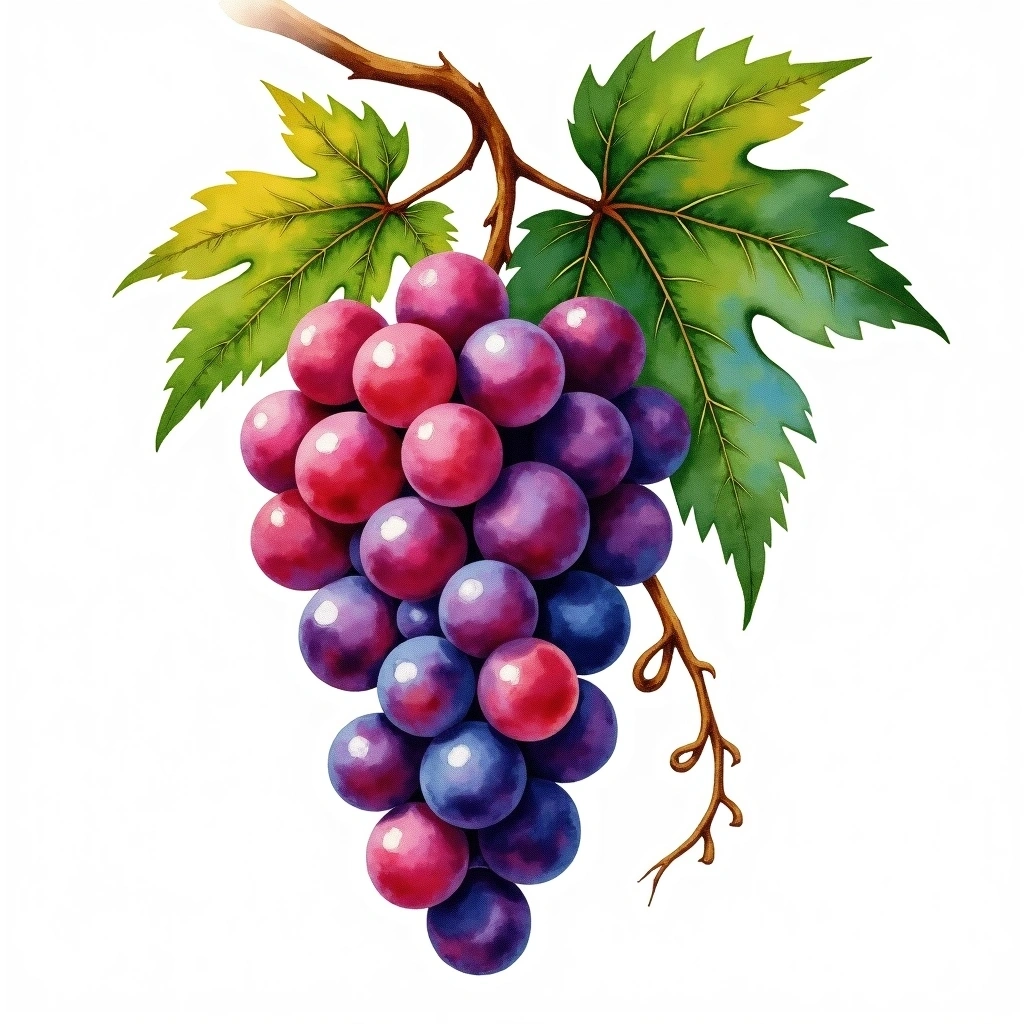 Triomphe grape variety — Red watercolor illustration