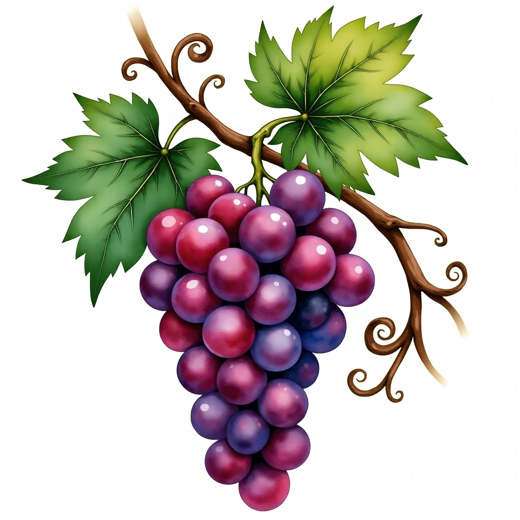 Trollinger grape variety — Red watercolor illustration