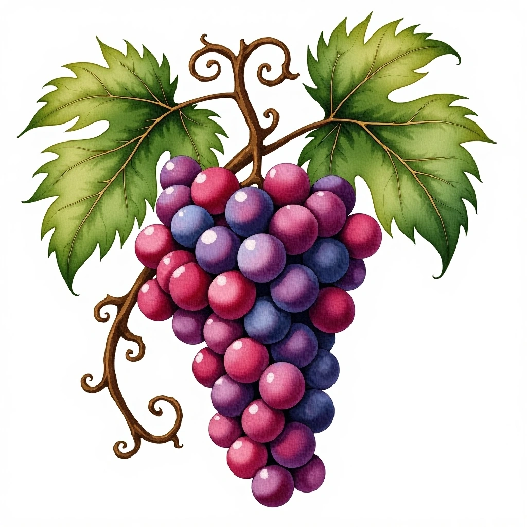Trousseau grape variety — Red watercolor illustration