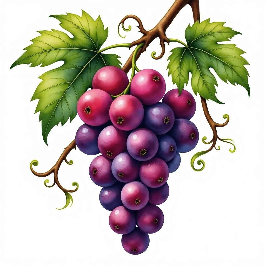 Turan grape variety — Red watercolor illustration