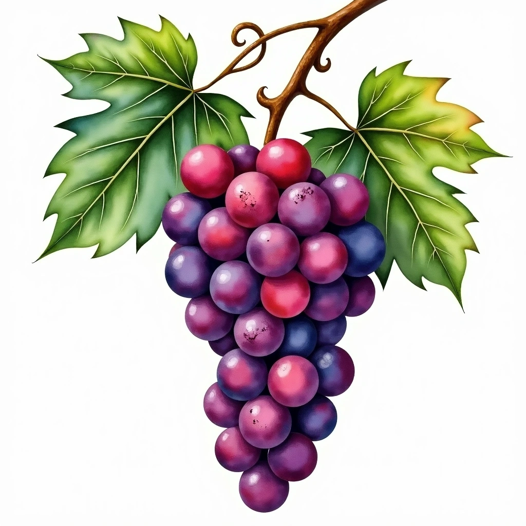 Ull de Llebre grape variety — Red watercolor illustration