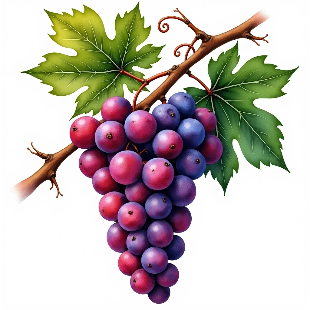 Uva Rara grape variety — Red watercolor illustration